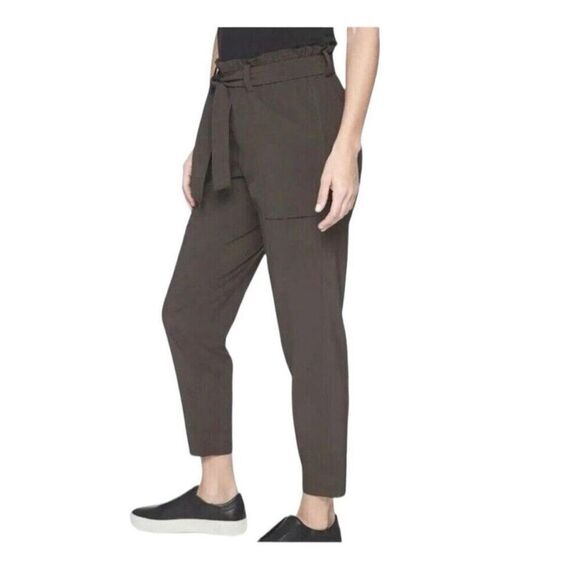 ATHLETA Skyline Belted Paper Bag Tie Waist Jogger Pants Travel Arbor Green Sz 10 - Picture 1 of 9